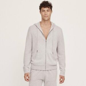 NakedCashmere French Terry Zip Up Hoodie Cotton Cashmere Light Grey Large